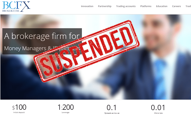 BCFX fx broker cif license suspended