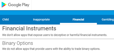 Google play binary options app ban