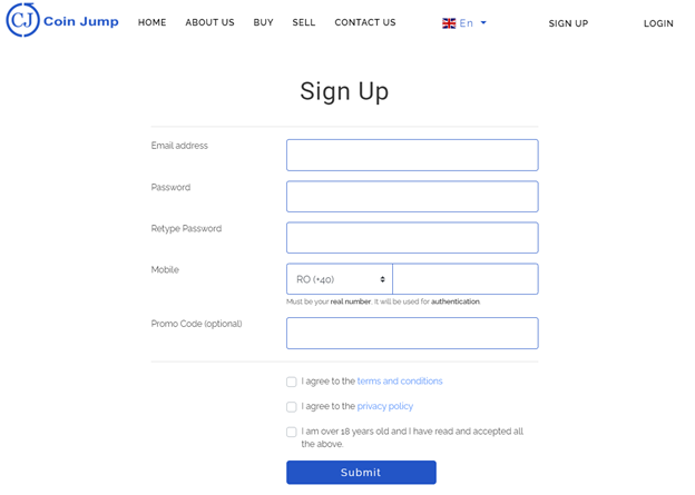 CoinJump registration