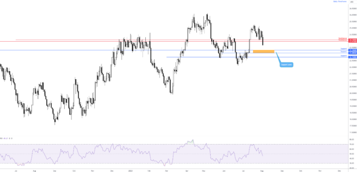 Silver (XAG/USD): Lack of Short-Term Support Daily Timeframe Echoes Short-Term Bearish Vibe